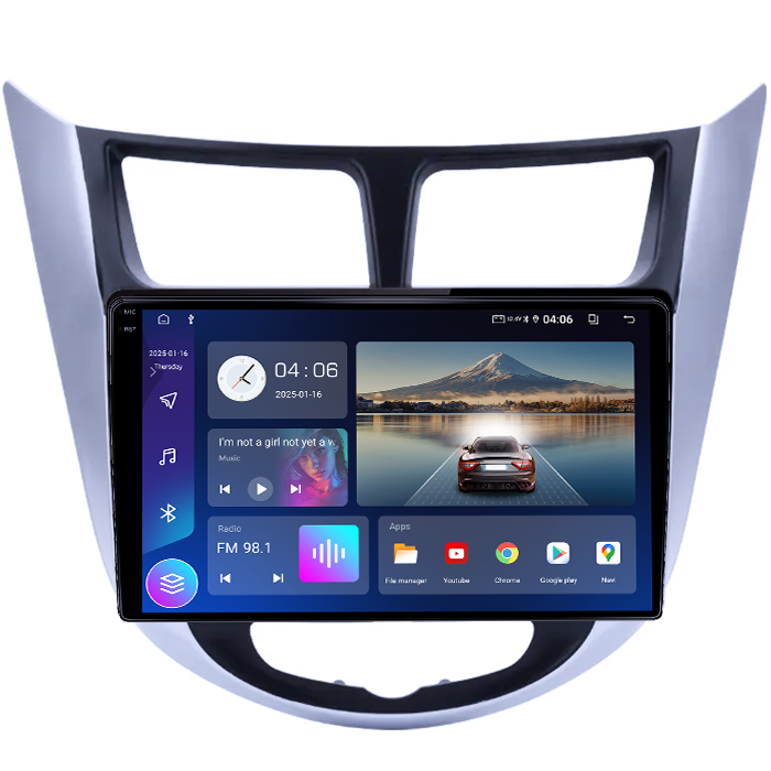 Navigatie dedicata Hyundai Accent 2010-2016, 4GB RAM 64GB ROM, Quadcore, Android 14, Display QLED 1K, 9", DSP, Carplay&Android Auto, Suport camere AHD [2]
