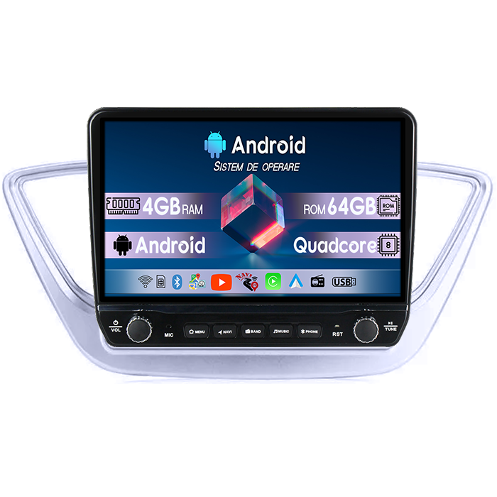 Navigatie dedicata Hyundai Accent 2017-2018 Tesla cu butoane rotative model 2024, 4GB RAM 64GB ROM, Procesor Quadcore, Android 14, Display QLED 10", DSP, Carplay&Android Auto [1]
