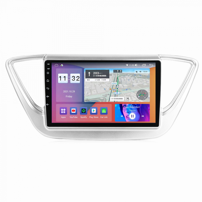 Navigatie dedicata Hyundai Accent 2017-2018, 4GB RAM 64GB ROM, Octacore, Android 13, Display QLED 9", DSP, Carplay, Android Auto, Internet, Youtube, Waze, WIFI, Bluetooth [2]