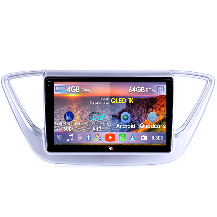 Navigatie dedicata Hyundai Accent 2017-2018, 4GB RAM 64GB ROM, Octacore, Android 14, Display QLED 1K 9", Carplay&Android Auto, SIM 4G, Ventilator Activ [1]