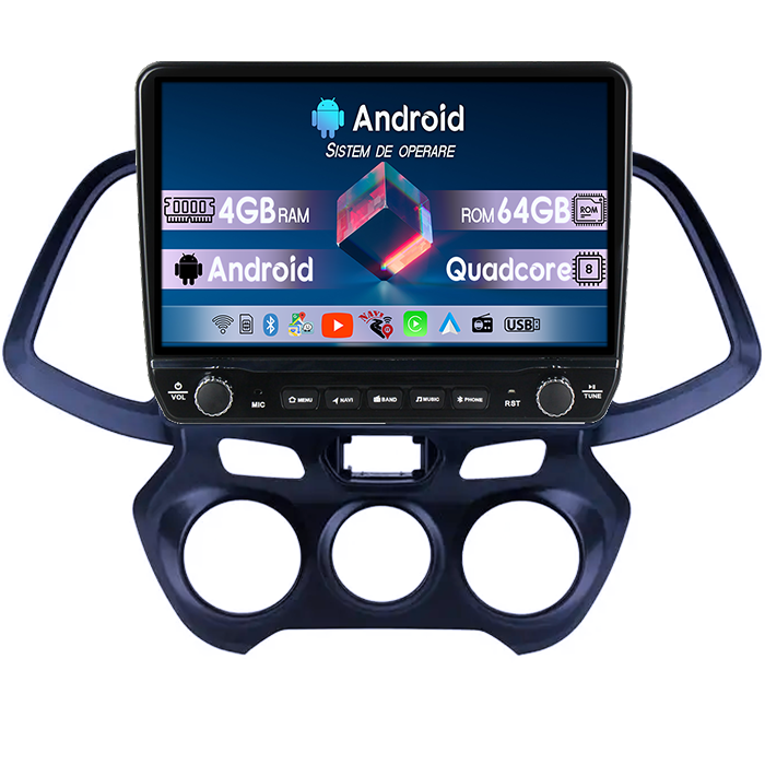 Navigatie dedicata Hyundai Atos 2018+ Tesla cu butoane rotative model 2024, 4GB RAM 64GB ROM, Procesor Quadcore, Android 14, Display QLED 10", DSP, Carplay&Android Auto [1]