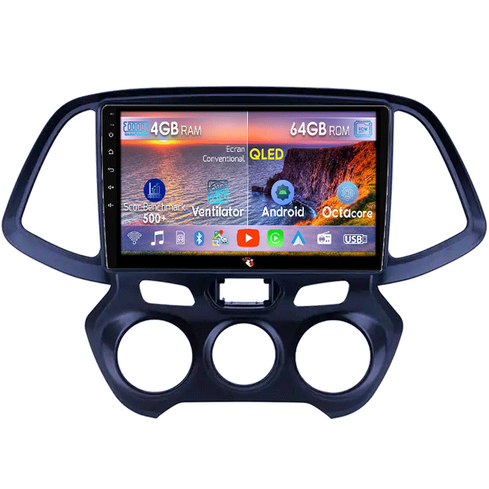 Navigatie dedicata Hyundai Atos 2018+, 4GB RAM 64GB ROM, Octacore, Android 14, Display QLED 9", DSP, Carplay&Android Auto, SIM 4G, Ventilator Activ [1]
