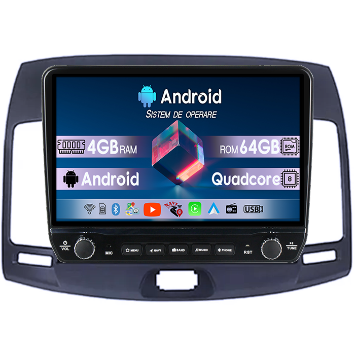 Navigatie dedicata Hyundai Elantra 2006-2011 Tesla cu butoane rotative model 2024, 4GB RAM 64GB ROM, Procesor Quadcore, Android 14, Display QLED 10", DSP, Carplay&Android Auto [1]