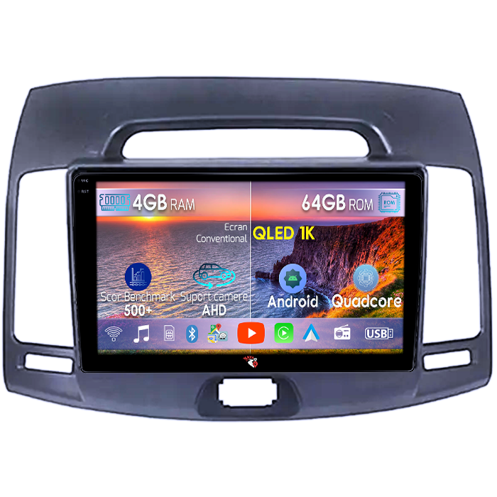 Navigatie dedicata Hyundai Elantra 2006-2011, 4GB RAM 64GB ROM, Octacore, Android 14, Display QLED 1K 9", Carplay&Android Auto, SIM 4G, Ventilator Activ [1]