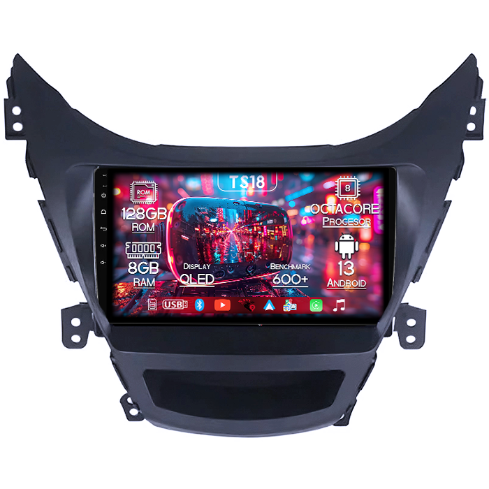 Navigatie dedicata Hyundai Elantra 2011-2016, 8GB RAM 128GB ROM, Octacore, Platforma TS18, Android 13, Display QLED 9”, Suporta camera 360º, DSP, Carplay&Android Auto, SIM 4G, Ventilator Activ [1]