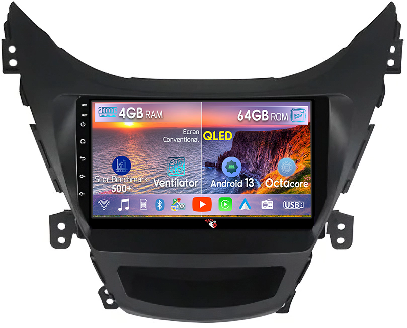Navigatie dedicata Hyundai Elantra 2011-2016, 4GB RAM 64GB ROM, Octacore, Android 14, Display QLED 1K 9", Carplay&Android Auto, SIM 4G, Ventilator Activ [1]