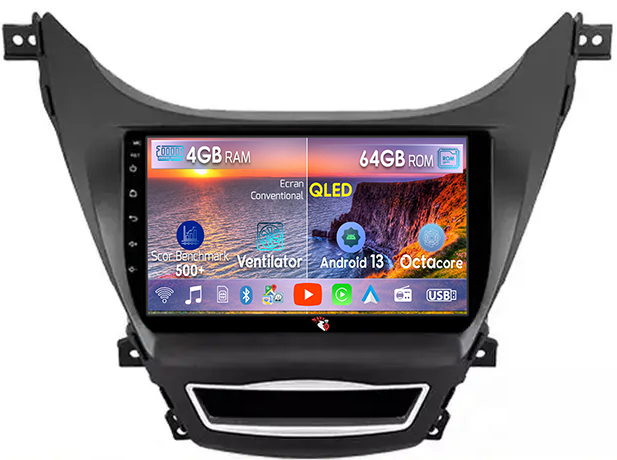 Navigatie dedicata Hyundai Elantra 2011-2016, 4GB RAM 64GB ROM, Octacore, Android 14, Display QLED 1K 9", Carplay&Android Auto, SIM 4G, Ventilator Activ [1]