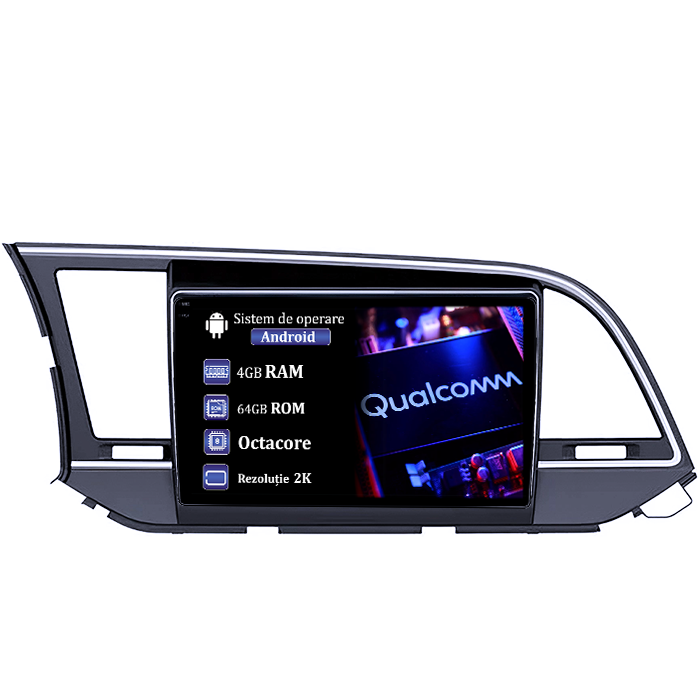 Navigatie dedicata Hyundai Elantra 2016-2020, 4GB RAM 64GB ROM, Procesor Qualcomm Octacore, Android 14, Rezolutie 2K, Display QLED 9", DSP, Carplay&Android Auto, SIM 4G [1]