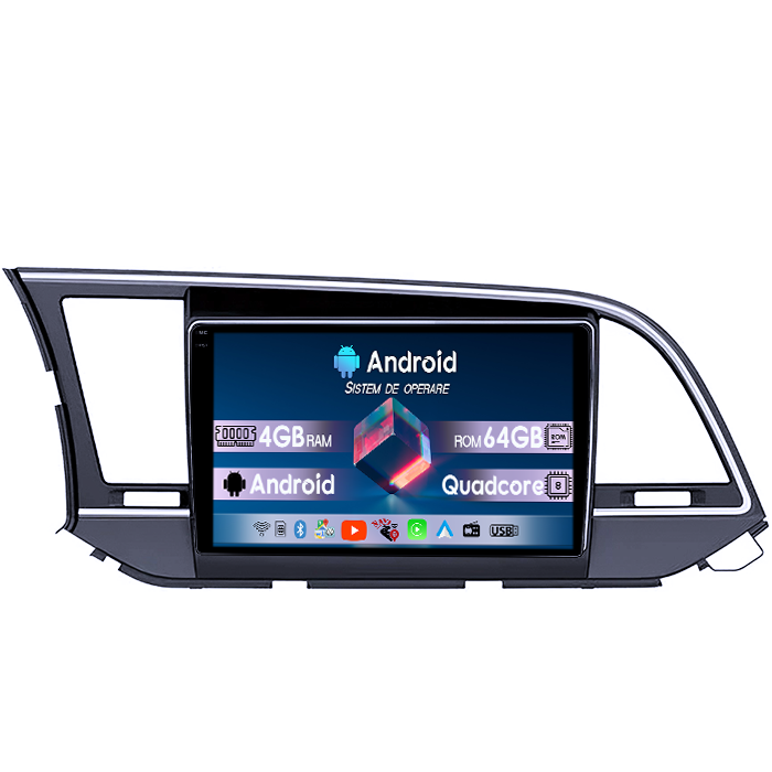 Navigatie dedicata Hyundai Elantra 2016-2020, 4GB RAM 64GB ROM, Quad Core, Display 9" QLED 1K, Carplay, Android 14, Bluetooth, Magazin Play, Suport Camere AHD [1]
