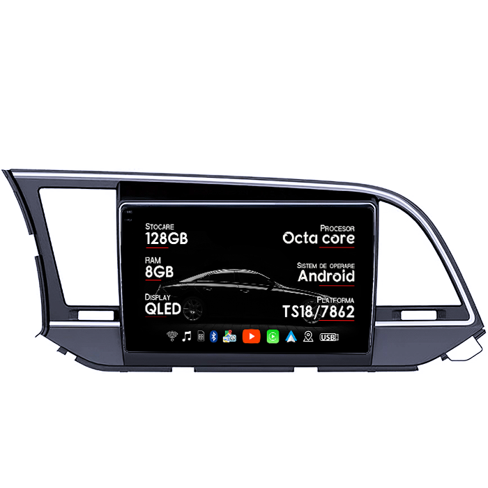 Navigatie dedicata Hyundai Elantra 2016-2020, 8GB RAM 128GB ROM, Octacore, Platforma TS18, Android 14, Display QLED 9", Suporta camera 360", DSP, Carplay&Android Auto, SIM 4G, Ventilator Activ [1]