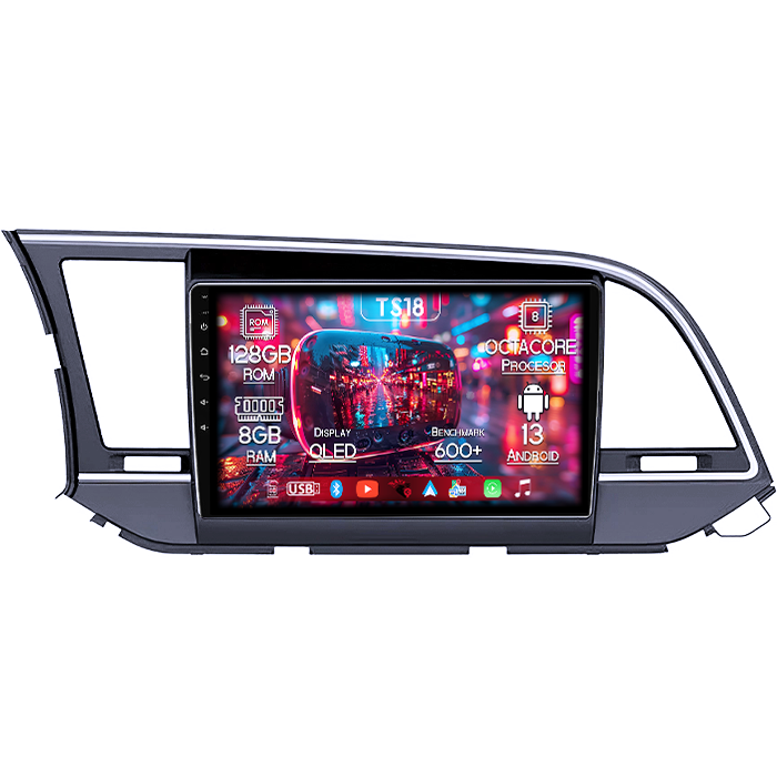 Navigatie dedicata Hyundai Elantra 2016-2020, 8GB RAM 128GB ROM, Octacore, Platforma TS18, Android 13, Display QLED 9”, Suporta camera 360º, DSP, Carplay&Android Auto, SIM 4G, Ventilator Activ [1]