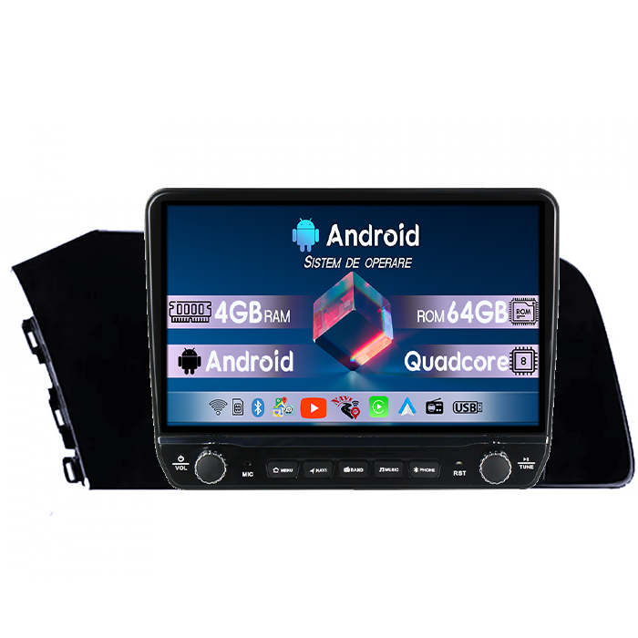 Navigatie dedicata Hyundai Elantra 2021 Tesla cu butoane rotative model 2024, 4GB RAM 64GB ROM, Procesor Quadcore, Android 14, Display QLED 10", DSP, Carplay&Android Auto [1]