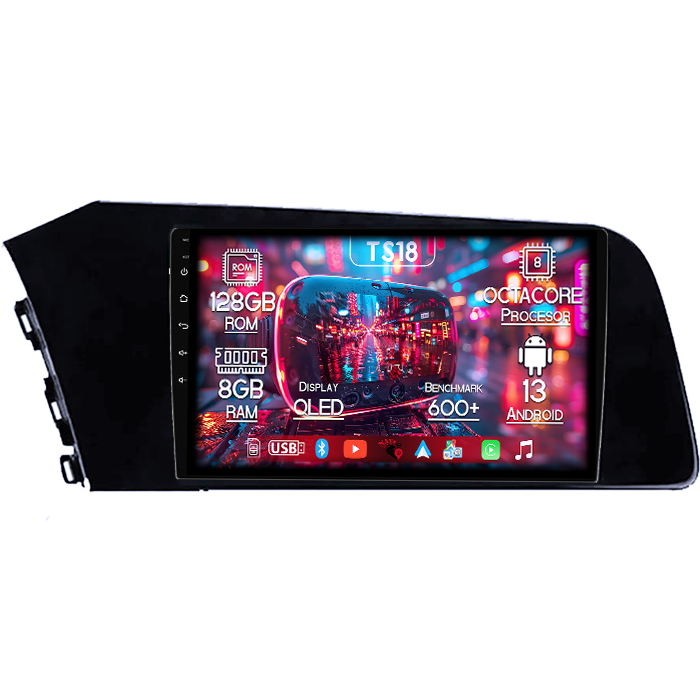 Navigatie dedicata Hyundai Elantra 2021, 8GB RAM 128GB ROM, Octacore, Platforma TS18, Android 13, Display QLED 9”, Suporta camera 360º, DSP, Carplay&Android Auto, SIM 4G, Ventilator Activ [1]