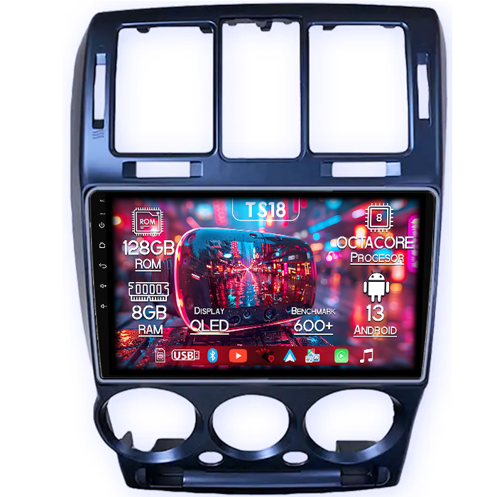 Navigatie dedicata HYUNDAI GETZ 2002-2011, 8GB RAM 128GB ROM, Octacore, Platforma TS18, Android 13, Display QLED 9”, Suporta camera 360º, DSP, Carplay&Android Auto, SIM 4G, Ventilator Activ [1]