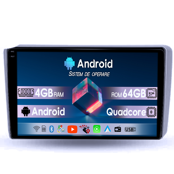 Navigatie dedicata Hyundai Getz 2004-2006, 4GB RAM 64GB ROM, Quad Core, Display 9" QLED 1K, Carplay, Android 14, Bluetooth, Magazin Play, Suport Camere AHD [1]