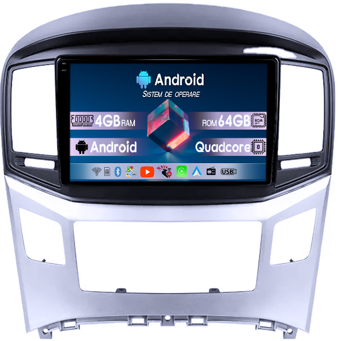Navigatie dedicata Hyundai H1 2017-2018, 4GB RAM 64GB ROM, Quad Core, Display 9" QLED 1K, Carplay, Android 14, Bluetooth, Magazin Play, Suport Camere AHD [1]