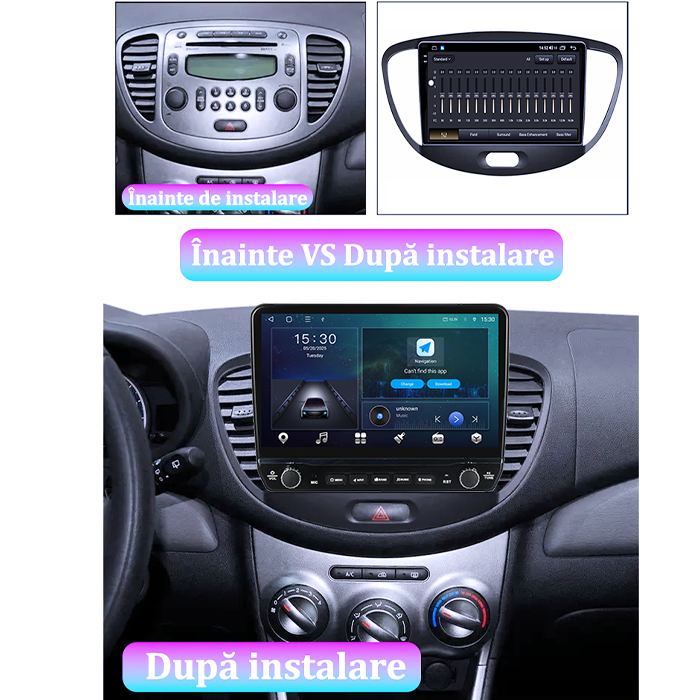 Navigatie dedicata Hyundai i10 2007-2013 Tesla cu butoane rotative model 2024, 4GB RAM 64GB ROM, Procesor Quadcore, Android 14, Display QLED 10", DSP, Carplay&Android Auto [5]