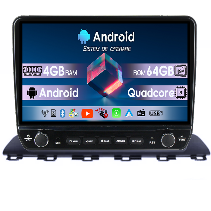 Navigatie dedicata Hyundai HB20 2021 Tesla cu butoane rotative model 2024, 4GB RAM 64GB ROM, Procesor Quadcore, Android 14, Display QLED 10", DSP, Carplay&Android Auto [1]