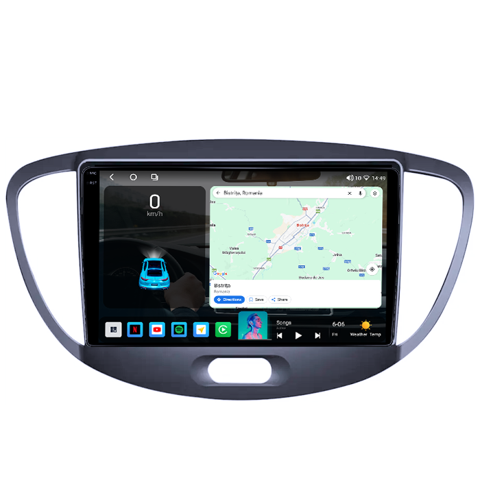 Navigatie dedicata Hyundai i10 2007-2013,4GB RAM 64GB ROM, Octacore, Android 14, Display QLED 1K 9", Carplay&Android Auto, SIM 4G, Ventilator Activ [2]