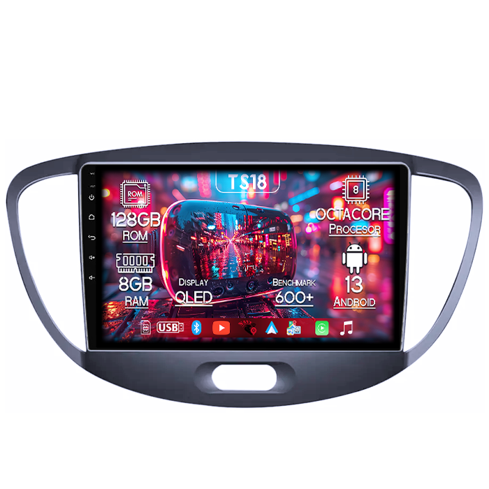 Navigatie dedicata Hyundai i10 2007-2013, 8GB RAM 128GB ROM, Octacore, Platforma TS18, Android 13, Display QLED 9”, Suporta camera 360º, DSP, Carplay&Android Auto, SIM 4G, Ventilator Activ [1]