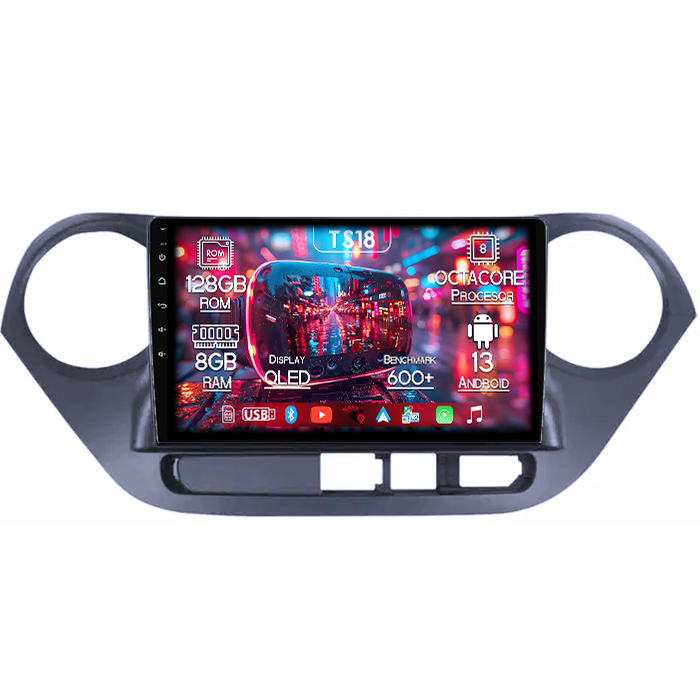 Navigatie dedicata Hyundai i10 2014-2017, 8GB RAM 128GB ROM, Octacore, Platforma TS18, Android 13, Display QLED 10”, Suporta camera 360º, DSP, Carplay&Android Auto, SIM 4G, Ventilator Activ [1]