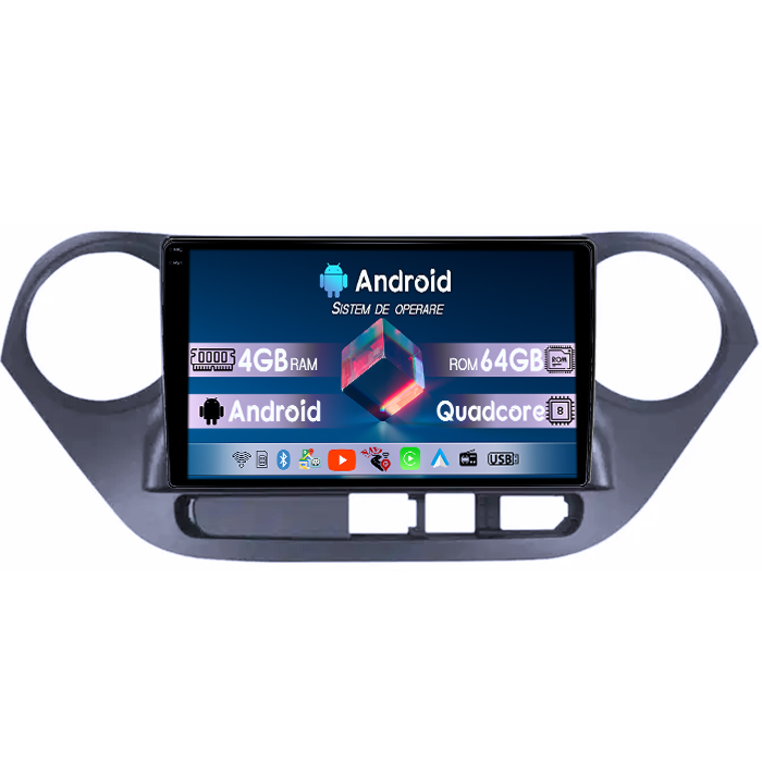 Navigatie dedicata Hyundai i10 2014-2017, Android 14, Wireless Carplay si Android auto 4GB RAM 64GB ROM, Display QLED 1K, 10 inch, Microfon Extern [1]