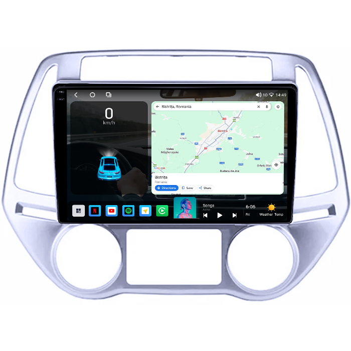 Navigatie dedicata Hyundai I20 2012-2014, 4GB RAM 64GB ROM, Octacore, Android 14, Display QLED 1K 10", Carplay&Android Auto, SIM 4G, Ventilator Activ [2]
