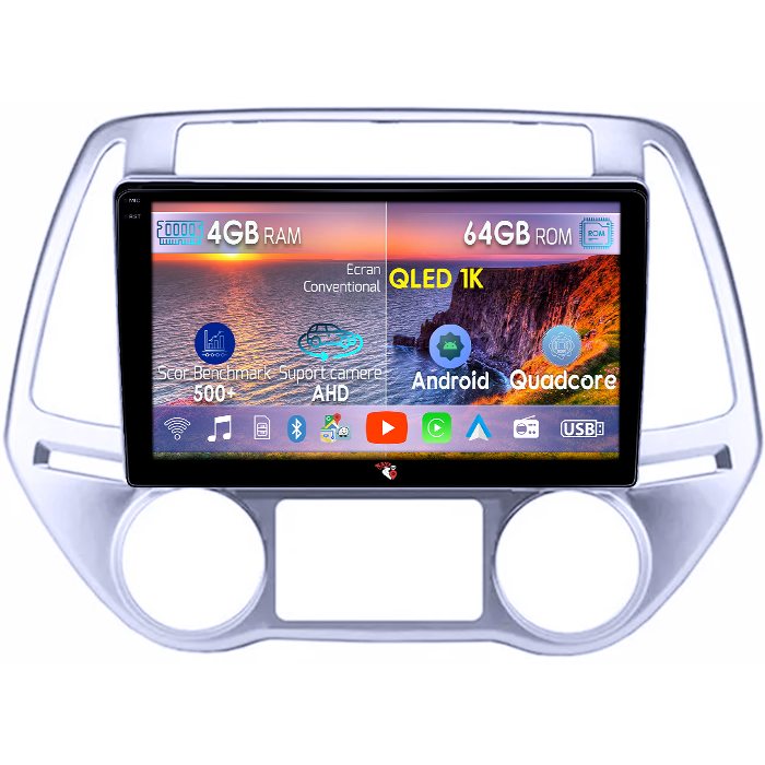Navigatie dedicata Hyundai I20 2012-2014, 4GB RAM 64GB ROM, Octacore, Android 14, Display QLED 1K 10", Carplay&Android Auto, SIM 4G, Ventilator Activ [1]