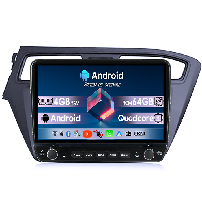 Navigatie dedicata Hyundai I20 2015-2017 Tesla cu butoane rotative model 2024, 4GB RAM 64GB ROM, Procesor Quadcore, Android 14, Display QLED 10", DSP, Carplay&Android Auto [1]