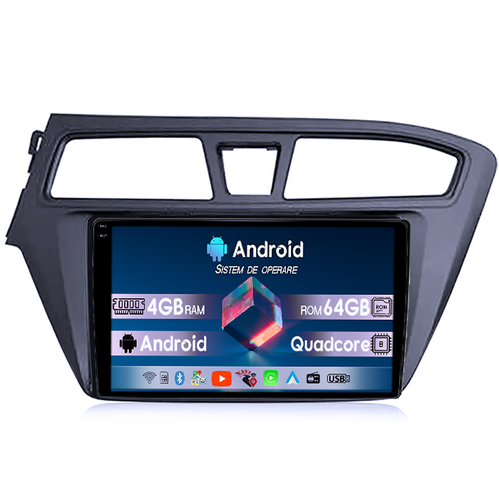 Navigatie dedicata Hyundai I20 2015-2017, 4GB RAM 64GB ROM, Quad Core, Display 9" QLED 1K, Carplay, Android 14, Bluetooth, Magazin Play, Suport Camere AHD [1]