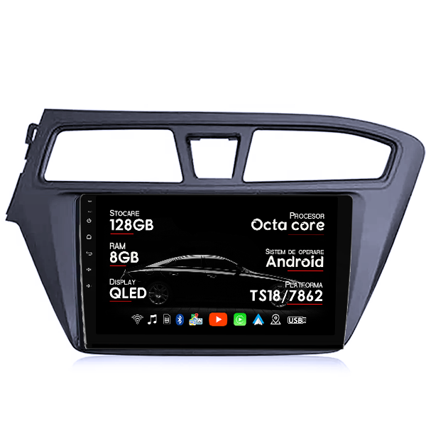 Navigatie dedicata Hyundai I20 2015-2017, 8GB RAM 128GB ROM, Octacore, Platforma TS18, Android 13, Display QLED 9”, Suporta camera 360º, DSP, Carplay&Android Auto, SIM 4G, Ventilator Activ [1]