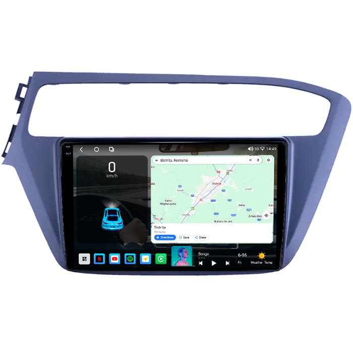 Navigatie dedicata Hyundai i20 2017-2018, 4GB RAM 64GB ROM, Octacore, Android 14, Display QLED 1K 9", Carplay&Android Auto, SIM 4G, Ventilator Activ [2]