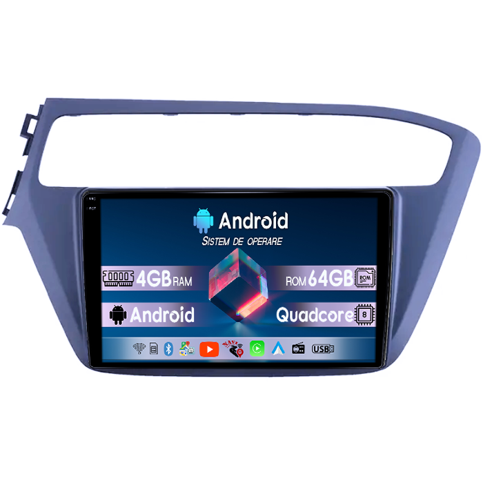 Navigatie dedicata Hyundai I20 2017-2018,Android 14, Wireless Carplay si Android auto 4GB RAM 64GB ROM, Display QLED 1K, 9 inch, Microfon Extern [1]