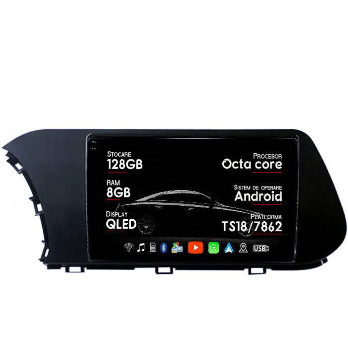 Navigatie dedicata Hyundai i20 2021, 8GB RAM 128GB ROM, Octacore, Platforma TS18, Android 14, Display QLED 9", Suporta camera 360", DSP, Carplay&Android Auto, SIM 4G, Ventilator Activ [1]