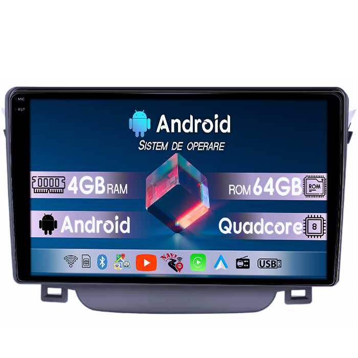 Navigatie dedicata Hyundai I30 2011-2015, 4GB RAM 64GB ROM, Quad Core, Display 9" QLED 1K, Carplay, Android 14, Bluetooth, Magazin Play, Suport Camere AHD [1]