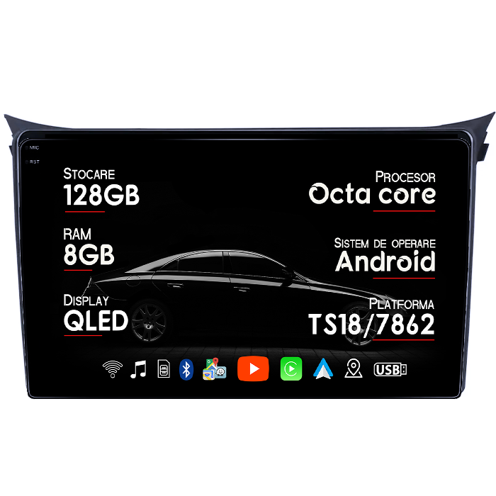 Navigatie dedicata Hyundai I30 2011-2017, 8GB RAM 128GB ROM, Octacore, Platforma TS18, Android 14, Display QLED 9", Suporta camera 360", DSP, Carplay&Android Auto, SIM 4G, Ventilator Activ [1]