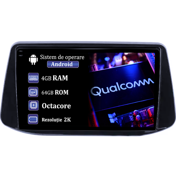Navigatie dedicata HYUNDAI I30 2018, 4GB RAM 64GB ROM, Procesor Qualcomm Octacore, Android 14, Rezolutie 2K, Display QLED 9", DSP, Carplay&Android Auto, SIM 4G [1]