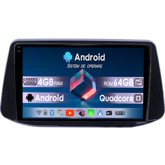 Navigatie dedicata HYUNDAI I30 2018, 4GB RAM 64GB ROM, Quad Core, Display 9" QLED 1K, Carplay, Android 14, Bluetooth, Magazin Play, Suport Camere AHD [1]