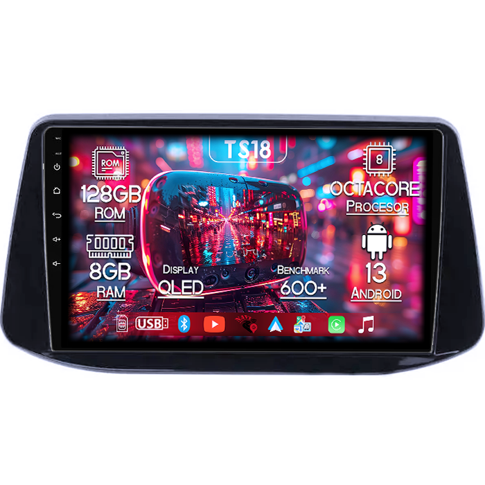 Navigatie dedicata HYUNDAI I30 2018, 8GB RAM 128GB ROM, Octacore, Platforma TS18, Android 13, Display QLED 9”, Suporta camera 360º, DSP, Carplay&Android Auto, SIM 4G, Ventilator Activ [1]