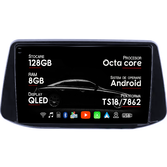 Navigatie dedicata HYUNDAI I30 2018, 8GB RAM 128GB ROM, Octacore, Platforma TS18, Android 14, Display QLED 9", Suporta camera 360", DSP, Carplay&Android Auto, SIM 4G, Ventilator Activ [1]