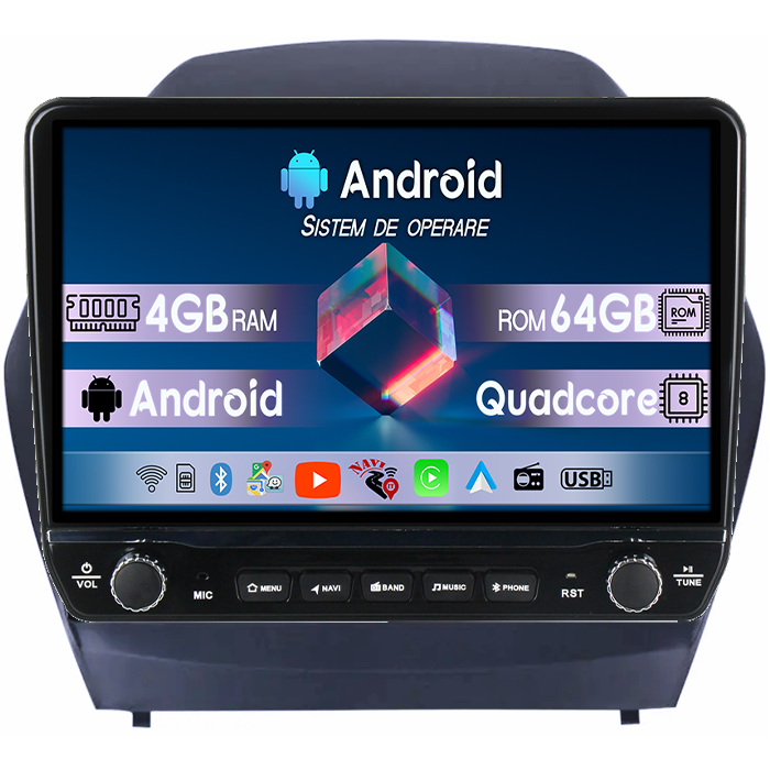 Navigatie dedicata Hyundai IX35 2009-2015 Tesla cu butoane rotative model 2024, 4GB RAM 64GB ROM, Procesor Quadcore, Android 14, Display QLED 10", DSP, Carplay&Android Auto [1]