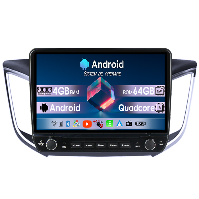 Navigatie dedicata Hyundai Ioniq 2016-2020 Tesla cu butoane rotative model 2024, 4GB RAM 64GB ROM, Procesor Quadcore, Android 14, Display QLED 10", DSP, Carplay&Android Auto - Copie [1]