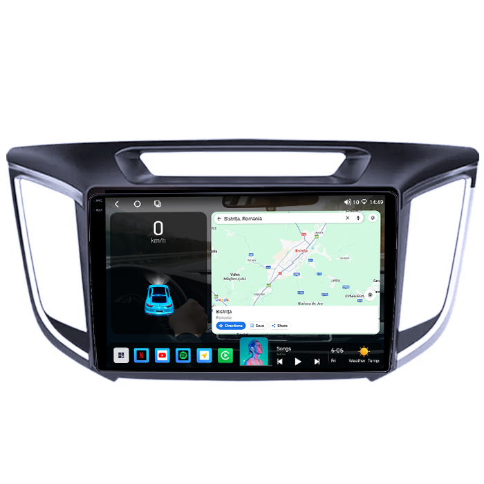 Navigatie dedicata Hyundai ix 25 / Creta, 4GB RAM 64GB ROM, Octacore, Android 14, Display QLED 1K 9", Carplay&Android Auto, SIM 4G, Ventilator Activ [2]