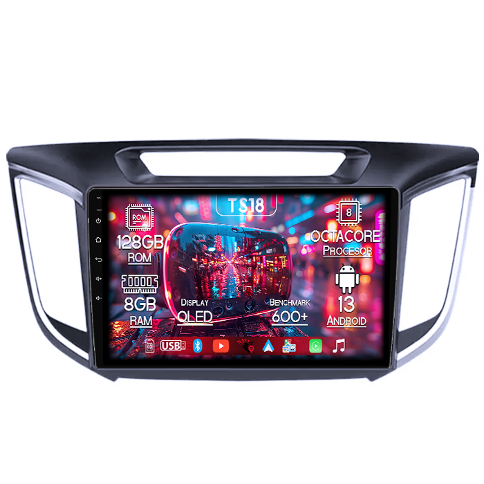 Navigatie dedicata Hyundai IX25 2015-2019,8GB RAM 128GB ROM, Octacore, Platforma TS18, Android 13, Display QLED 9”, Suporta camera 360º, DSP, Carplay&Android Auto, SIM 4G, Ventilator Activ [1]