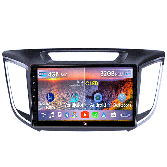 Navigatie dedicata Hyundai IX25/Creta, 4GB RAM 32GB ROM, Octacore, Android 14, Display QLED 9", DSP, Carplay&Android Auto, SIM 4G, Bluetooth, Ventilator Activ [1]
