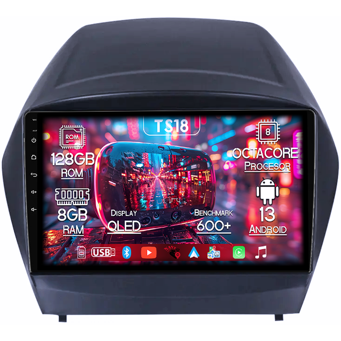 Navigatie dedicata Hyundai IX35 2009-2015, 8GB RAM 128GB ROM, Octacore, Platforma TS18, Android 13, Display QLED 9”, Suporta camera 360º, DSP, Carplay&Android Auto, SIM 4G, Ventilator Activ [1]