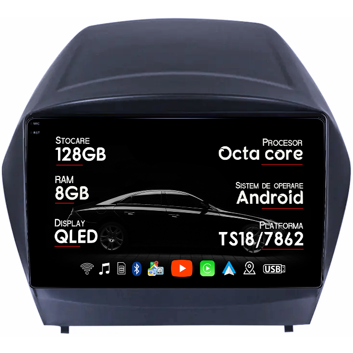Navigatie dedicata Hyundai IX35 2009-2015, 8GB RAM 128GB ROM, Octacore, Platforma TS18, Android 14, Display QLED 9", Suporta camera 360", DSP, Carplay&Android Auto, SIM 4G, Ventilator Activ [1]