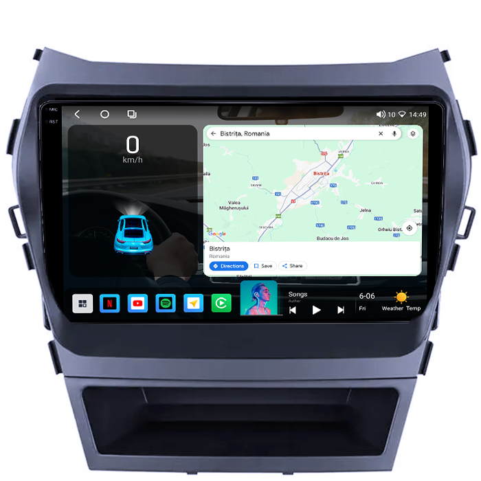 Navigatie dedicata Hyundai IX45 2013-2017, 4GB RAM 64GB ROM, Procesor Qualcomm Octacore, Android 14, Rezolutie 2K, Display QLED 9", DSP, Carplay&Android Auto, SIM 4G [2]
