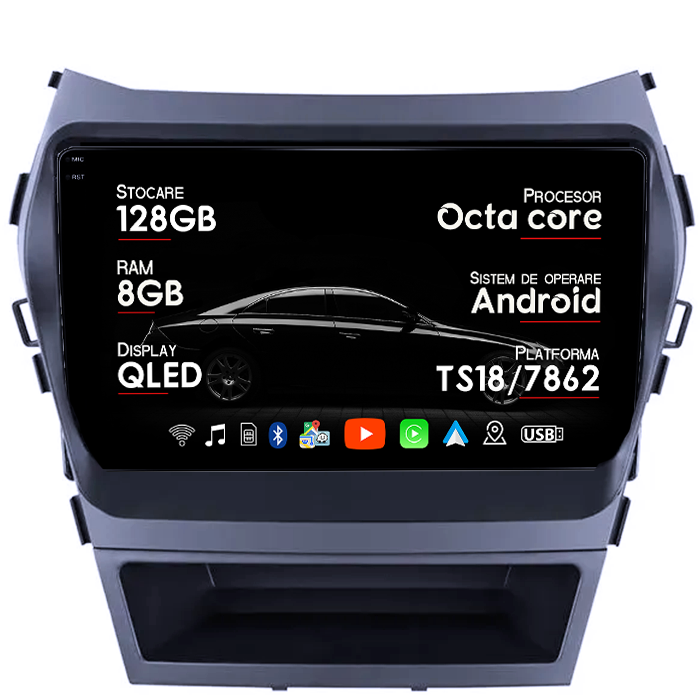 Navigatie dedicata Hyundai IX45 2013-2017, 8GB RAM 128GB ROM, Octacore, Platforma TS18, Android 14, Display QLED 9", Suporta camera 360", DSP, Carplay&Android Auto, SIM 4G, Ventilator Activ [1]