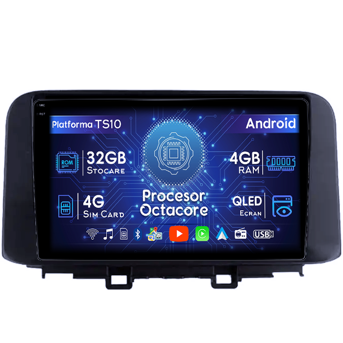 Navigatie dedicata Hyundai KONA 2018-2020, 4GB RAM 32GB ROM, Octacore, Android 14, Display QLED 1K 10", DSP, Carplay&Android Auto, SIM 4G, Bluetooth, Ventilator Activ [1]